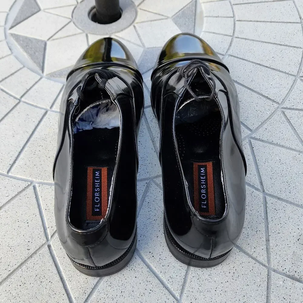 Florsheim Black Patent Leather Lace Up Oxford Dress Shoes 10 3E - Picture 6 of 10
